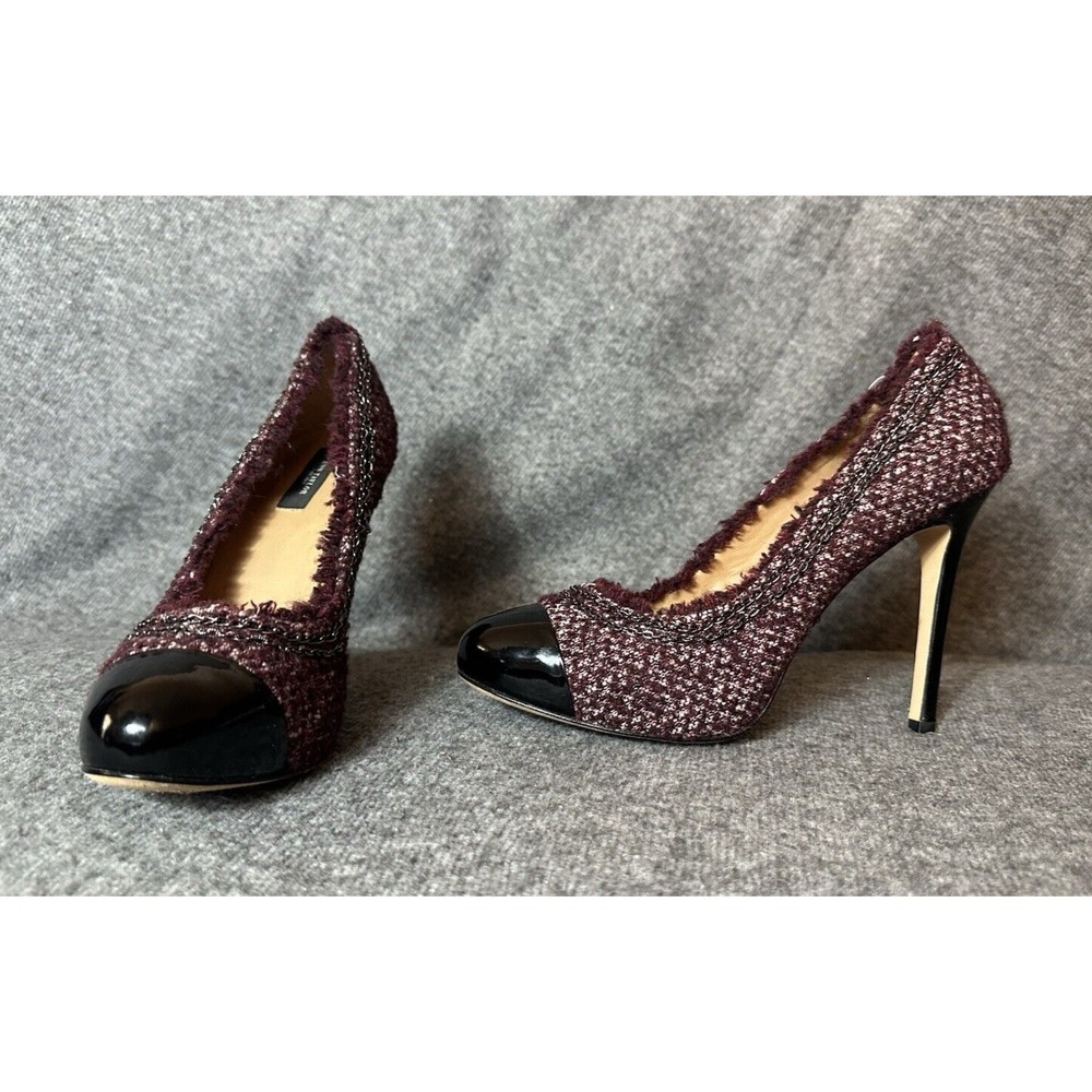 Ann Taylor Heels Womens 8.5 M Red Lacquer Maya Tweed Platform Stiletto 183887